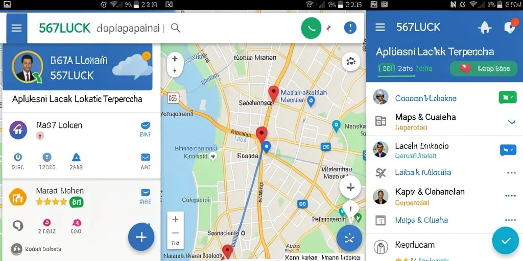 Tampilan antarmuka aplikasi 567LUCK yang intuitif untuk lacak lokasi.