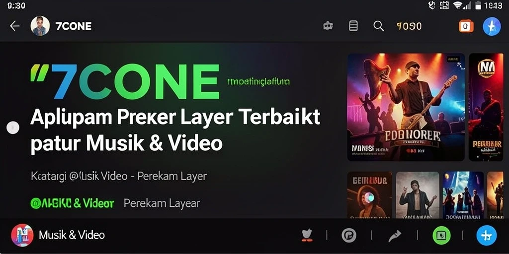Tampilan antarmuka aplikasi 7CONE saat merekam layar dengan fitur-fitur unggulan.