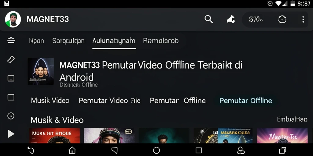 Antarmuka MAGNET33 yang user-friendly untuk pemutar video offline.